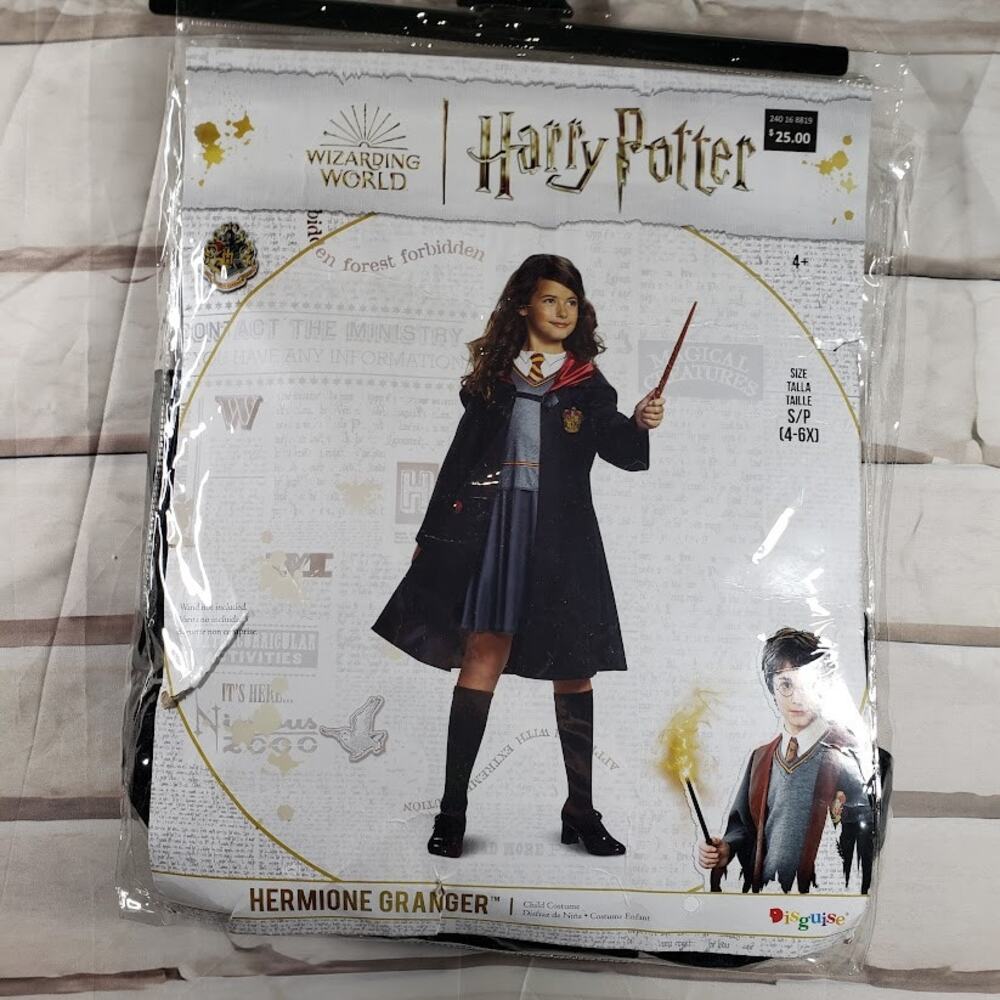 NWT Disguise Girls Hermione "Harry Potter" Gryffindor Costume with Scarf S(4-6x)